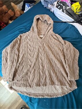 Annalee Taupe Hooded Cozy Knit Pullover